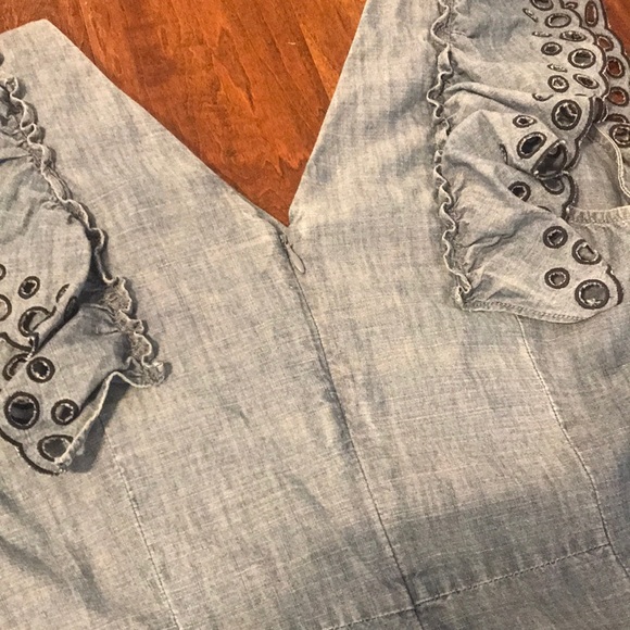 Like New J. Crew Torrey Chambray Ruffle Dress - Picture 9 of 10
